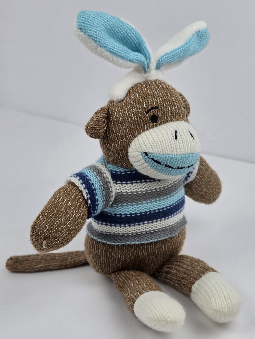 Dan Dee Collector’s Choice Sock Monkey Plush Blue Striped Sweater Stuffed Animal - Picture 4 of 9